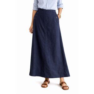 Max studio Womens 100% Navy Blue Maxi skirt Midi Large Lagenlook Costal vacation